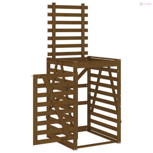 Mézbarna tömör fenyőfa szemeteskuka tároló 84x90x128,5 cm