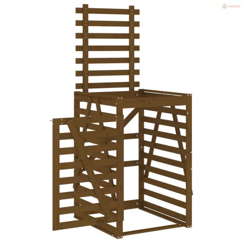 Mézbarna tömör fenyőfa szemeteskuka tároló 84x90x128,5 cm