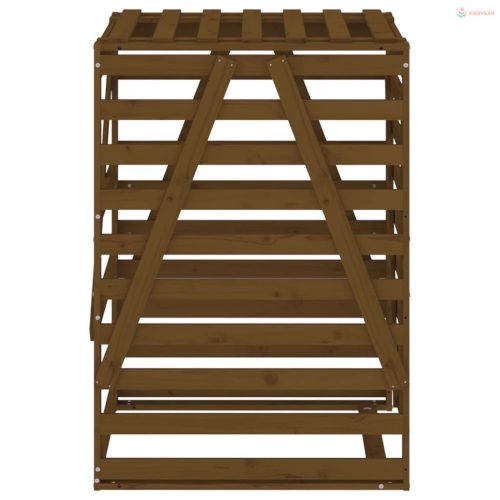 Mézbarna tömör fenyőfa szemeteskuka tároló 84x90x128,5 cm