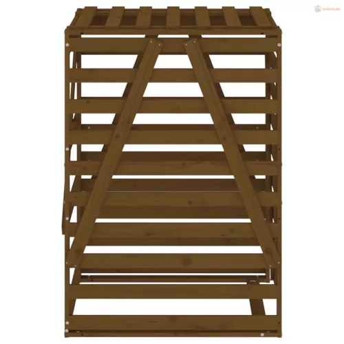Mézbarna tömör fenyőfa szemeteskuka tároló 84x90x128,5 cm
