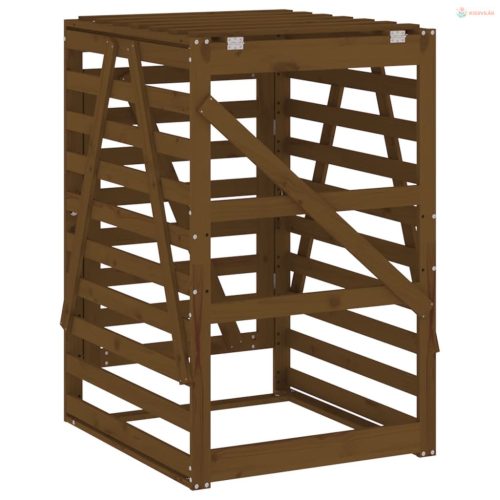 Mézbarna tömör fenyőfa szemeteskuka tároló 84x90x128,5 cm