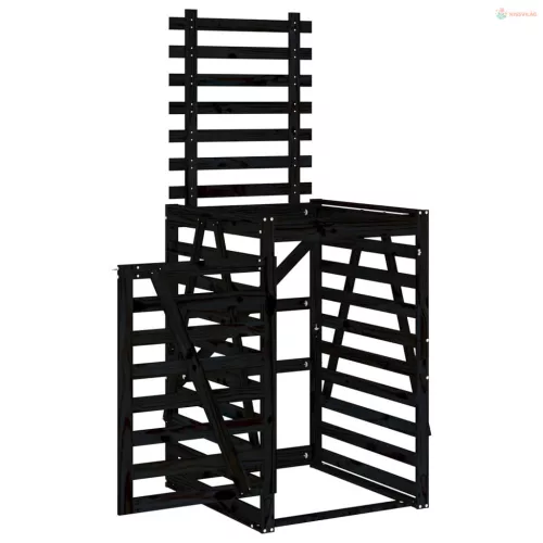 Fekete tömör fenyőfa szemeteskuka tároló 84x90x128,5 cm