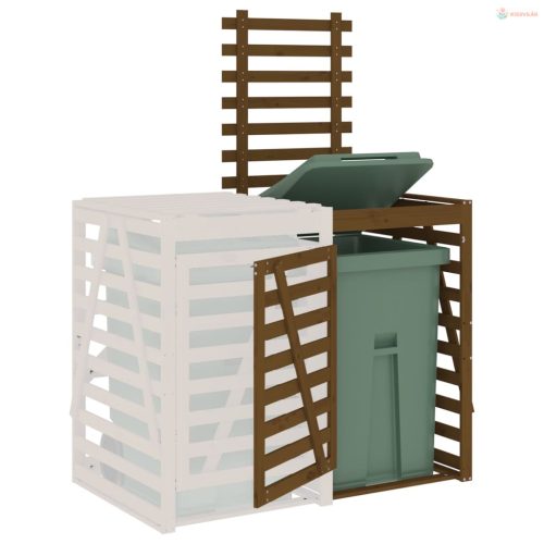 Mézbarna tömör fenyőfa szemeteskuka tároló hosszabbító