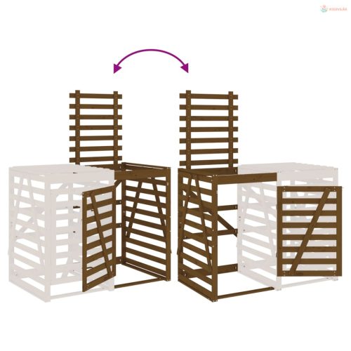 Mézbarna tömör fenyőfa szemeteskuka tároló hosszabbító