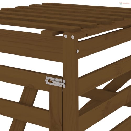 Mézbarna tömör fenyőfa szemeteskuka tároló hosszabbító