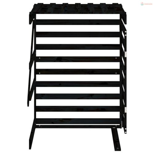 Fekete tömör fenyőfa szemeteskuka tároló hosszabbító