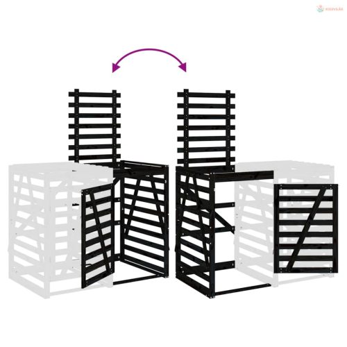 Fekete tömör fenyőfa szemeteskuka tároló hosszabbító