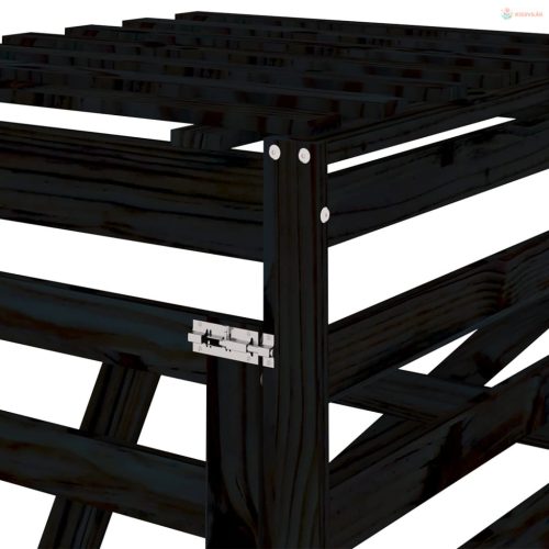 Fekete tömör fenyőfa szemeteskuka tároló hosszabbító