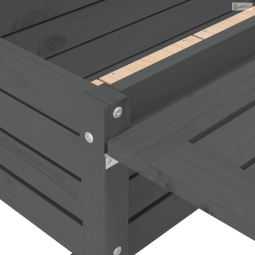 Szürke tömör fa kerti ültetőláda összecsukható asztallappal