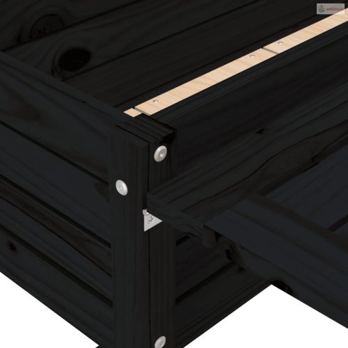 Fekete tömör fa kerti ültetőláda összecsukható asztallappal