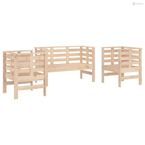3 részes tömör fenyőfa kerti ülőgarnitúra