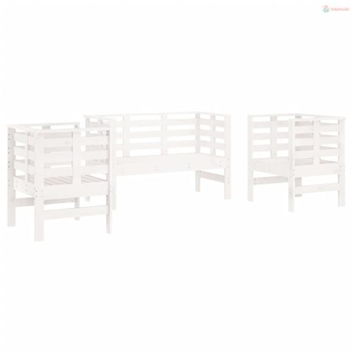 3 részes fehér tömör fenyőfa kerti ülőgarnitúra