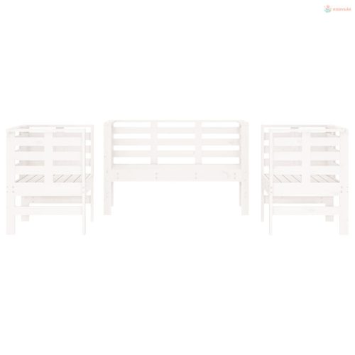 3 részes fehér tömör fenyőfa kerti ülőgarnitúra