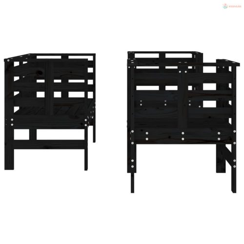 3 részes fekete tömör fenyőfa kerti pihenőgarnitúra