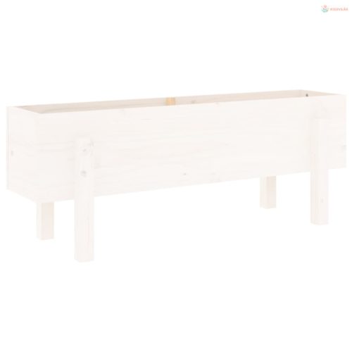 Fehér tömör fenyőfa kerti magaságyás 101 x 30 x 38 cm