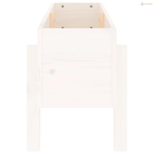 Fehér tömör fenyőfa kerti magaságyás 101 x 30 x 38 cm