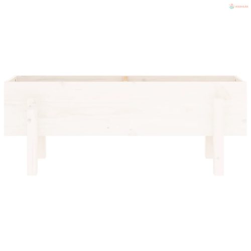 Fehér tömör fenyőfa kerti magaságyás 101 x 30 x 38 cm