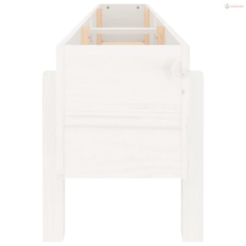 Fehér tömör fenyőfa kerti magaságyás 160 x 30 x 38 cm