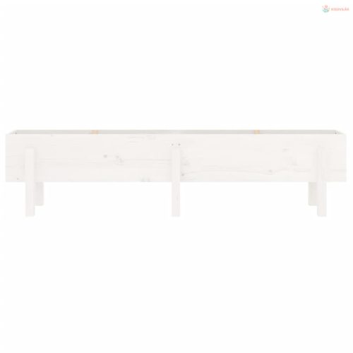 Fehér tömör fenyőfa kerti magaságyás 160 x 30 x 38 cm