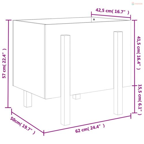 Fehér tömör fenyő kerti növénytartó 62 x 50 x 57 cm