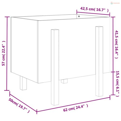 Szürke tömör fenyő kerti növénytartó 62 x 50 x 57 cm