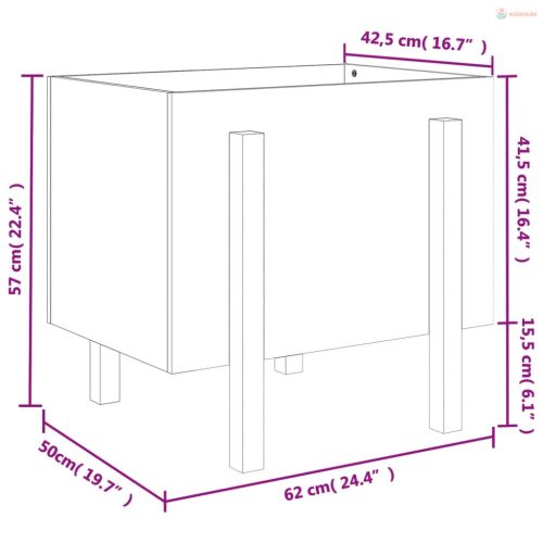 Fekete tömör fenyő kerti növénytartó 62 x 50 x 57 cm