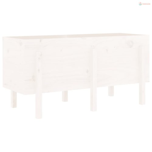 Fehér tömör fenyőfa kerti magaságyás 121 x 50 x 57 cm