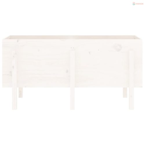 Fehér tömör fenyőfa kerti magaságyás 121 x 50 x 57 cm