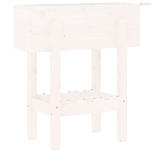 Fehér tömör fenyő kerti növénytartó 62 x 30 x 69 cm