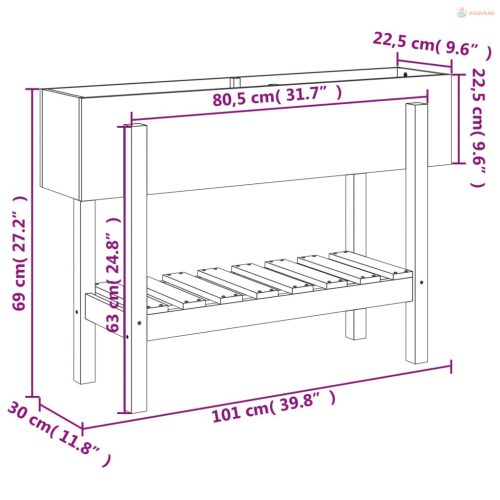 Tömör duglászfenyő kerti magaságyás 101 x 30 x 69 cm