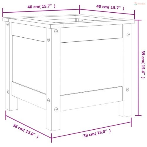Fehér tömör fenyő kerti növénytartó 40x40x39 cm