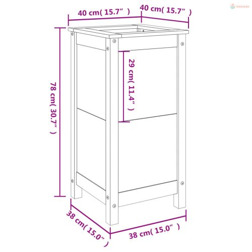 Fehér tömör fenyő kerti növénytartó 40x40x78 cm