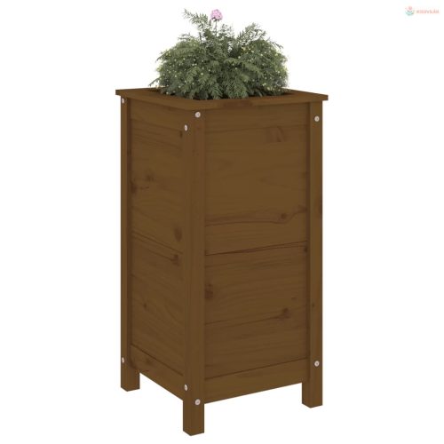 Mézbarna tömör fenyőfa növénytartó 40x40x78 cm