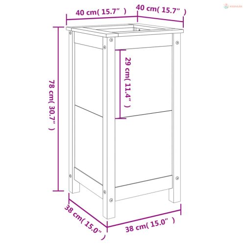 Mézbarna tömör fenyőfa növénytartó 40x40x78 cm