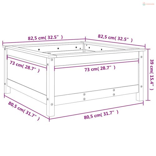 Mézbarna tömör fenyőfa növénytartó 82,5x82,5x39 cm