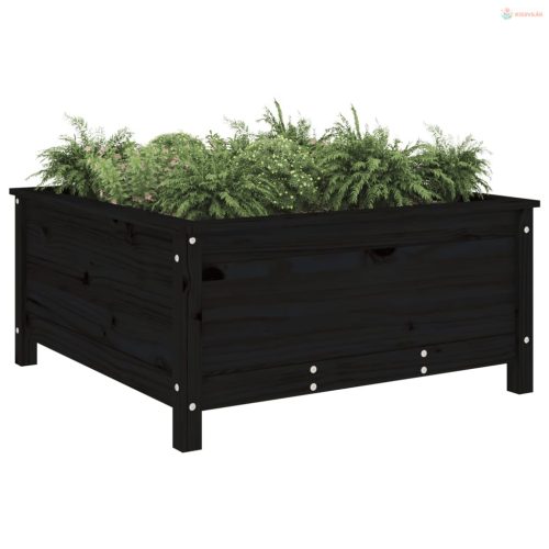 Fekete tömör fenyő kerti növénytartó 82,5x82,5x39 cm