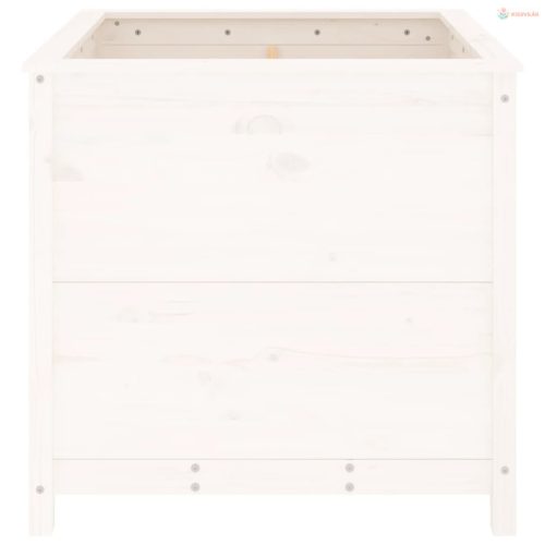 Fehér tömör fenyő kerti növénytartó 82,5x82,5x78 cm