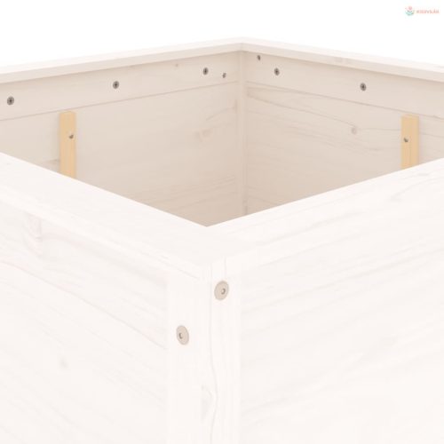 Fehér tömör fenyő kerti növénytartó 82,5x82,5x78 cm