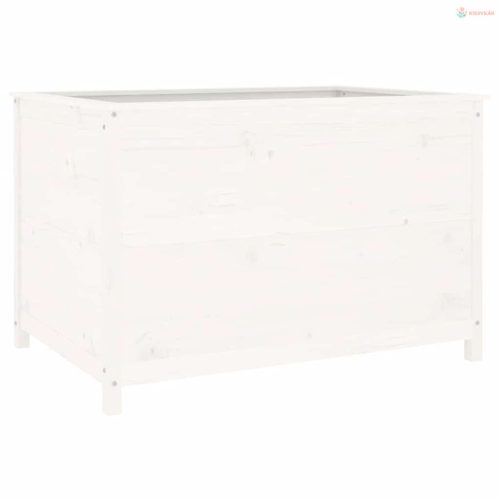 Fehér tömör fenyőfa kerti magaságyás 119,5 x 82,5 x 78 cm