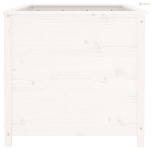 Fehér tömör fenyőfa kerti magaságyás 119,5 x 82,5 x 78 cm