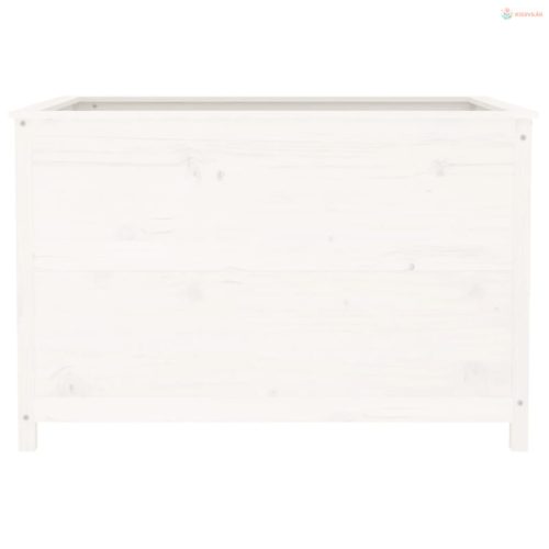 Fehér tömör fenyőfa kerti magaságyás 119,5 x 82,5 x 78 cm