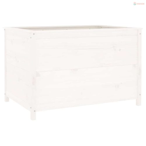 Fehér tömör fenyőfa kerti magaságyás 119,5 x 82,5 x 78 cm