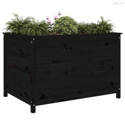 Fekete tömör fenyőfa kerti magaságyás 119,5 x 82,5 x 78 cm