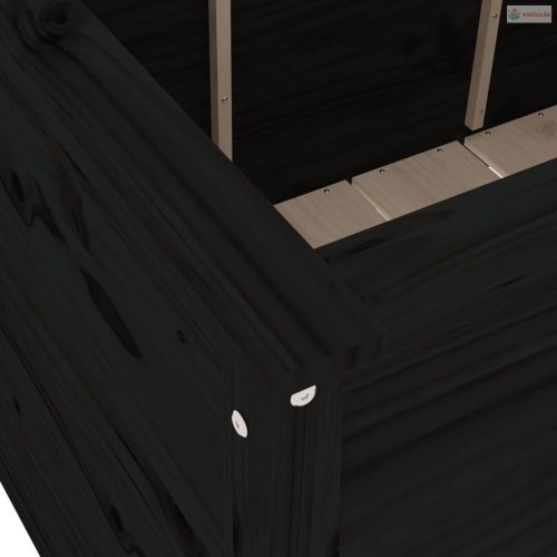 Fekete tömör fenyőfa kerti magaságyás 119,5 x 82,5 x 78 cm