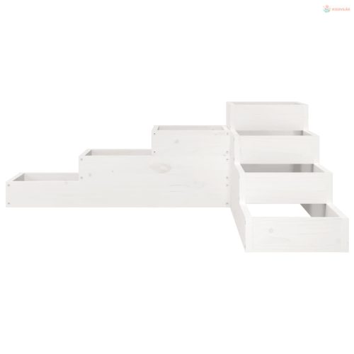 Fehér 4 szintes tömör fenyőfa kerti virágtartó 106x104,5x36 cm