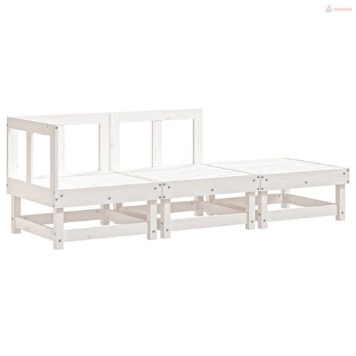 3 részes fehér tömör fenyőfa kerti ülőgarnitúra