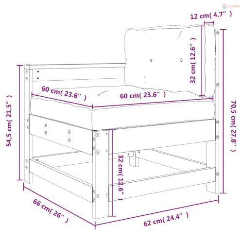 Fehér tömör fenyőfa kerti szék párnával