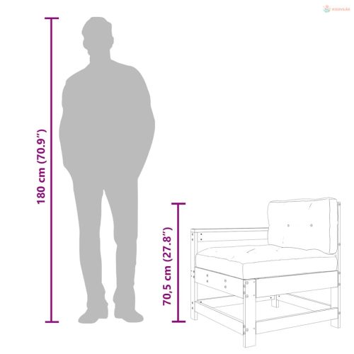 3 részes fehér tömör fa kerti társalgószett párnákkal