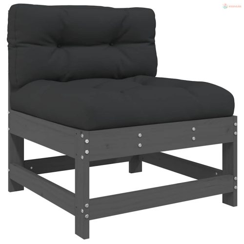 3 részes szürke tömör fa kerti ülőgarnitúra párnával