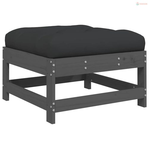 3 részes szürke tömör fa kerti ülőgarnitúra párnával